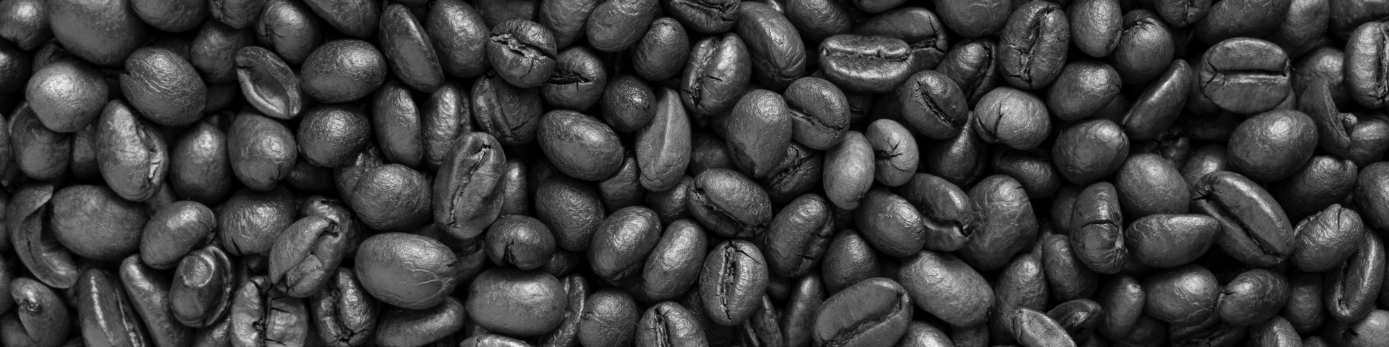 Grayscale banner image of coffee beans